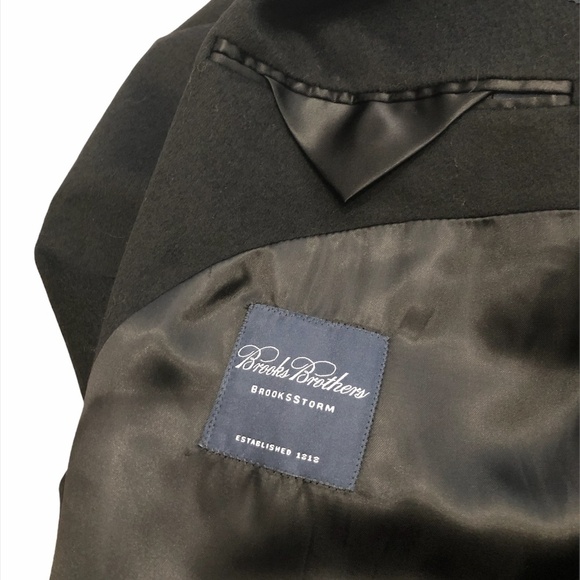 LORO PIANA BROOKS BROTHERS Long Overcoat Men's 48L Black 100% Wool Storm System - Picture 11 of 13